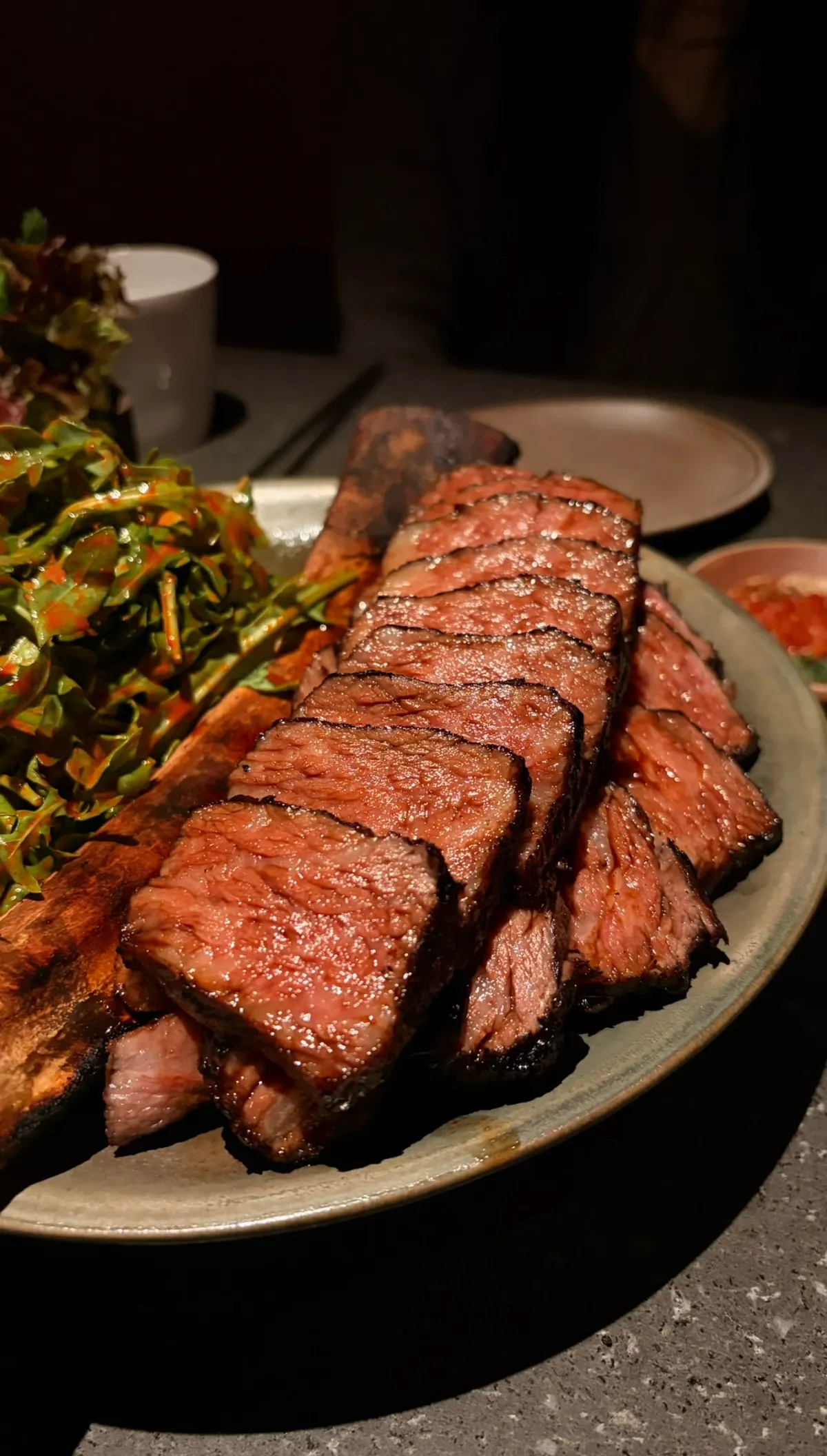 Sliced steak on a plate